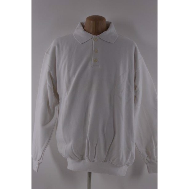 Army sweatshirt dansk militær med 3 knapper, polyester/bomuld, Hvid, S