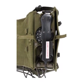 Felttelefon HMAK type FT-58/72 i taske, brugt set oppefra