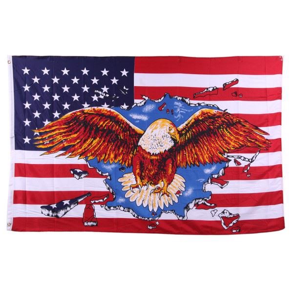 Flag med motiv af USA og Bald eagle som er USA´s nationalfugl