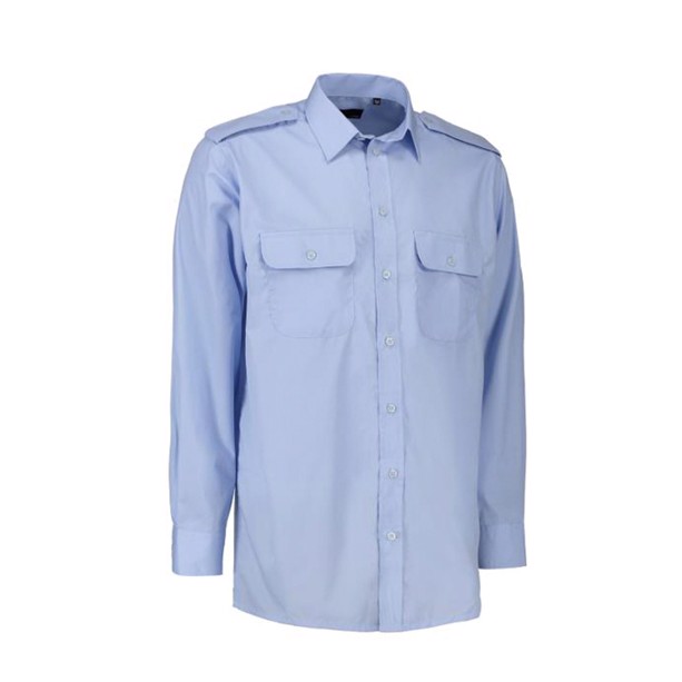 ID Pilotskjorte med lange ærmer i lyseblå