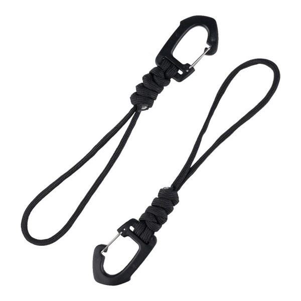 101 INC Karabinhage med Paracord 2-pak set i farven Sort