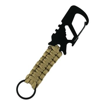101 INC Multifunktionel Karabinhage med Nøglering og Paracord set i farven Coyote