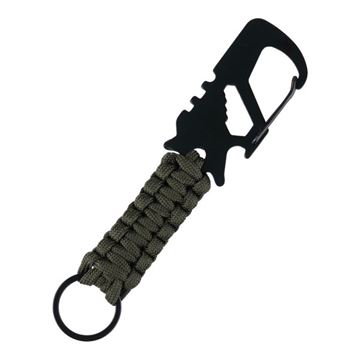 101 INC Multifunktionel Karabinhage med Nøglering og Paracord set i farven Grøn