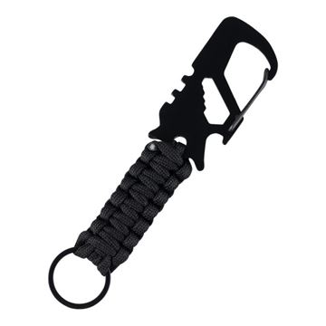101 INC Multifunktionel Karabinhage med Nøglering og Paracord set i farven Sort