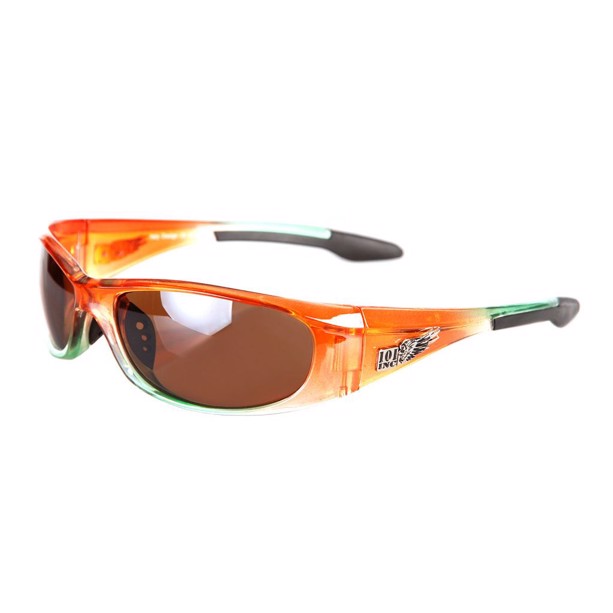 101 INC solbriller i orange og grøn