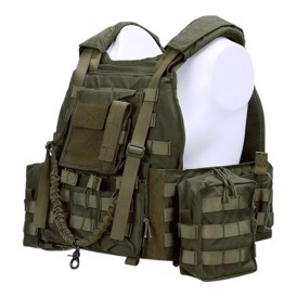 101 INC Tactical Plate Carrier Ranger Vest i farven Grøn set fra vinkel