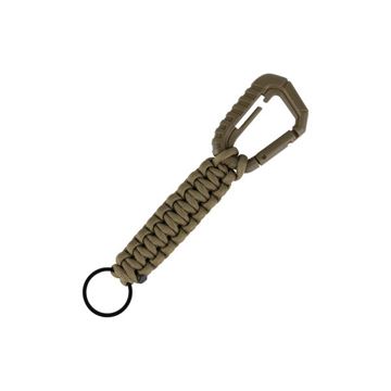 101 INC Taktisk Nøglering med Karabinhage og Paracord set i farven Coyote