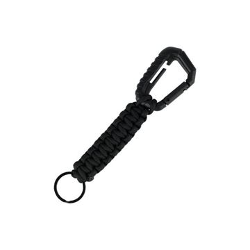 101 INC Taktisk Nøglering med Karabinhage og Paracord set i farven Sort