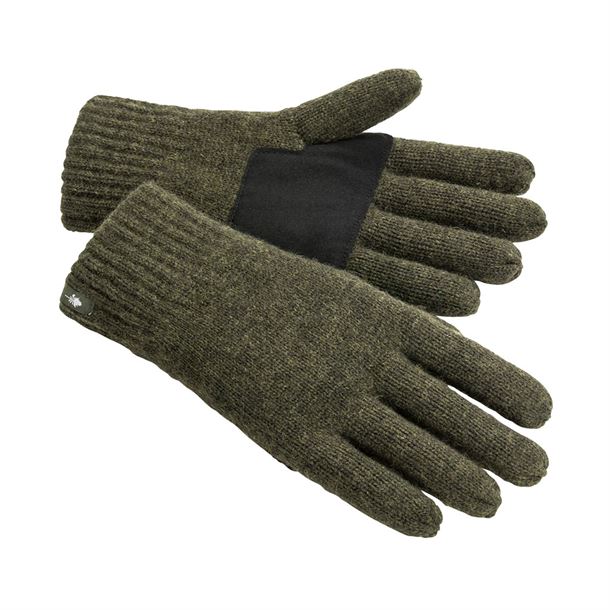 Strikket handsker i uld fra Pinewood i mosgrøn