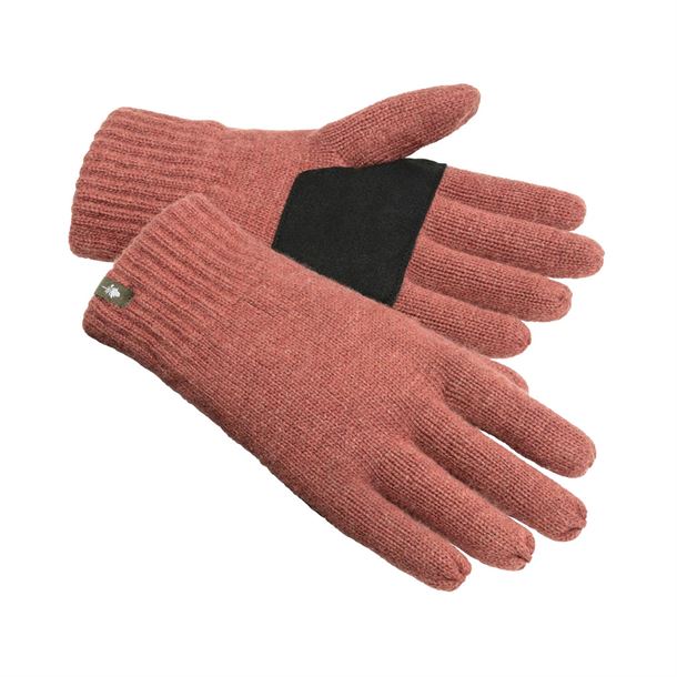 Strikket handsker i uld fra Pinewood i rusty pink