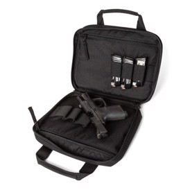 Double pistol bag i sort fra 5.11 Tactical med indhold