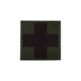 Grønt stofmærke fra dansk militær med sort kors