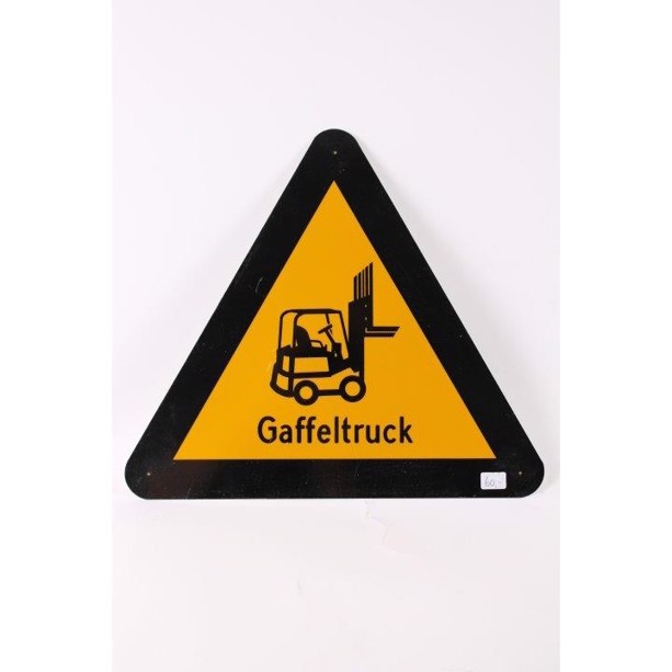 Skilt, alu, gult m gaffeltruck