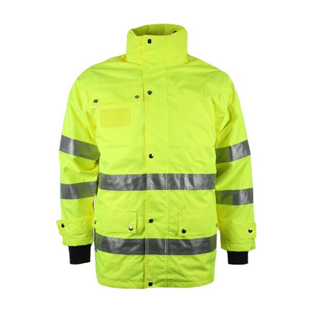 Arbejdsjakke HiViz 4 i 1 med refleksstriber