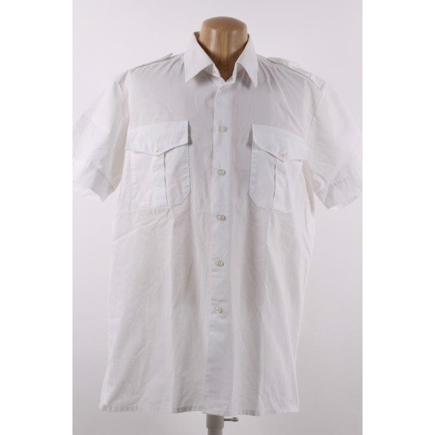 Marine skjorte med korte ærmer dansk polyester/bomuld hvid brugt