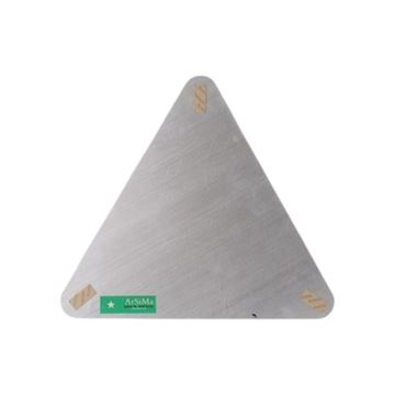 Skilt, alu, gult med gaffeltruck set fra bagside