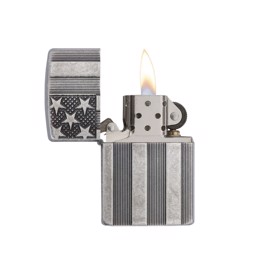 US Flag Zippo lighter i krom indgraveret amerikansk flag