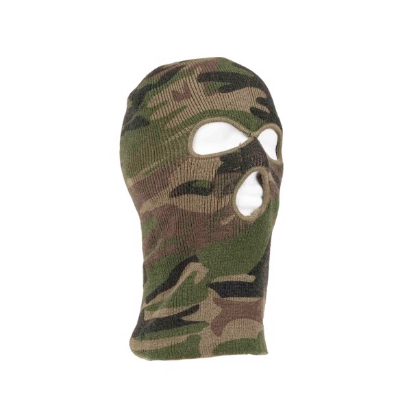 Balaclava med 3 huller i woodland camouflage