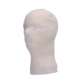 Balaclava med 3 huller i hvid