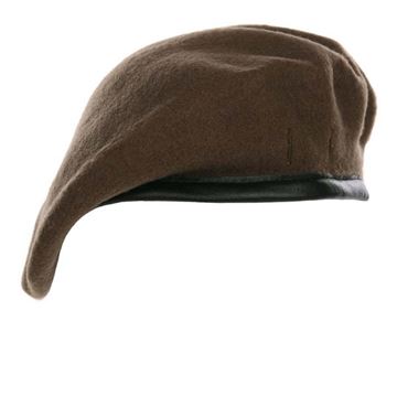 Baret i Uld med Læderkant, Oliven
