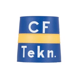 Armbind fra dansk civilforvar, blåt med gul stribe