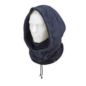 Fleece Balaclava med hætte i farven Navy med mund og næse cover nede