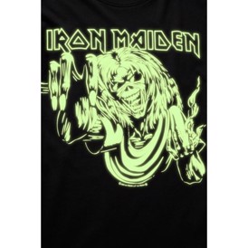 Brandit Iron Maiden T-shirt, EDDIE, Glow in the dark print set i mørke tæt på