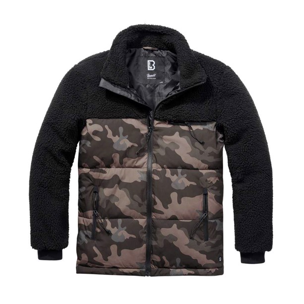 Brandit Jackson Teddy Fleece jakke i sort/darkcamo