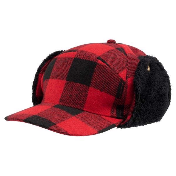 Brandit Lumberjack Vinterhue med øreklapper i røde og sorte tern