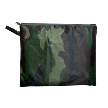 Bushcamp Kraftig Regn Poncho i Woodland Camoflage med opbevaringstaske, taske detaljer