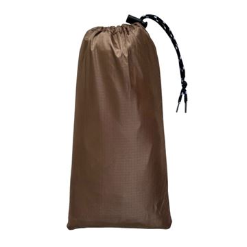 Bushcamp Ripstop Regn Poncho med lomme set i farven Dark Coyote i opbevaringspose