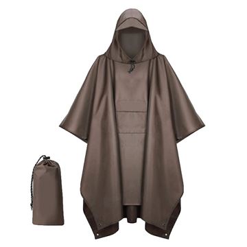 Bushcamp Ripstop Regn Poncho med lomme set i farven Dark Coyote