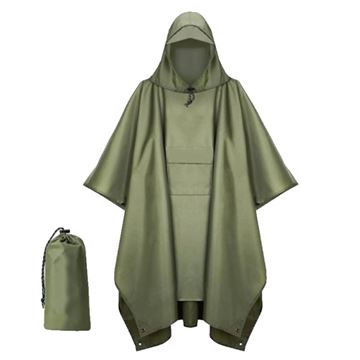 Bushcamp Ripstop Regn Poncho med lomme set i farven Oliven
