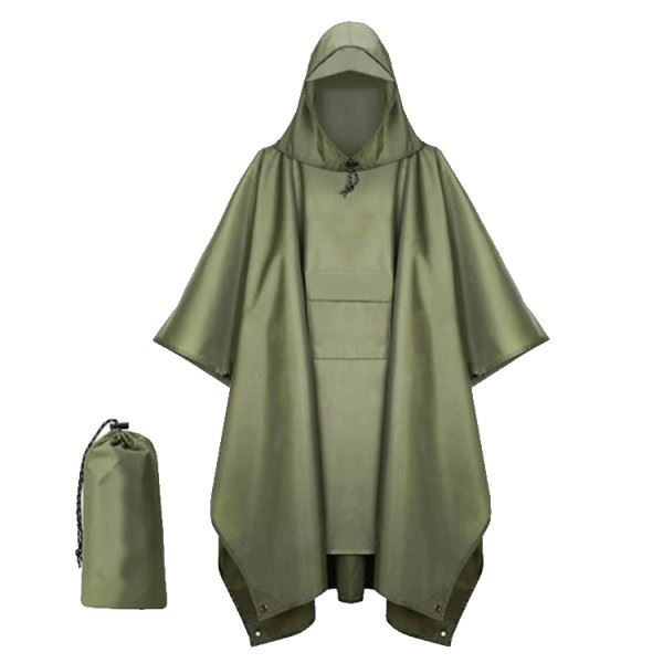 Bushcamp Ripstop Regn Poncho med lomme set i farven Oliven