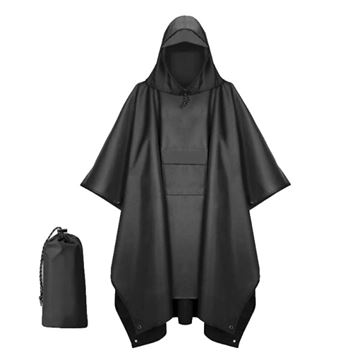 Bushcamp Ripstop Regn Poncho med lomme set i farven Sort