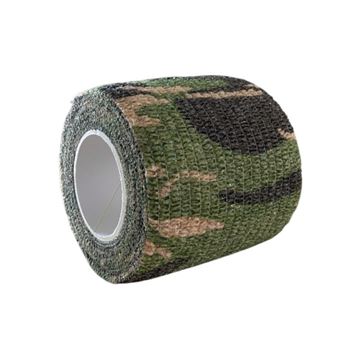 Bushcamp Camouflage sløringstape, 4,5 m x 5 cm, Mat Woodland