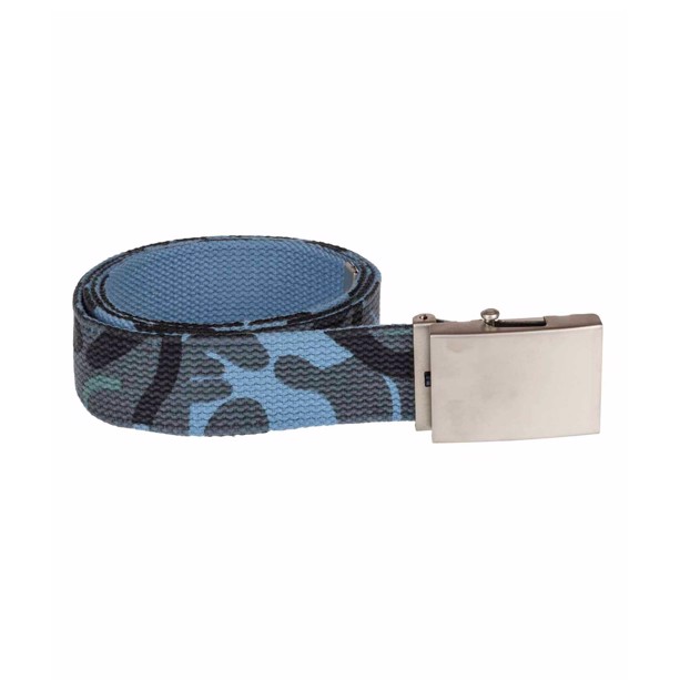 Webbing bælte i camouflage Sky Blue med kromspænde