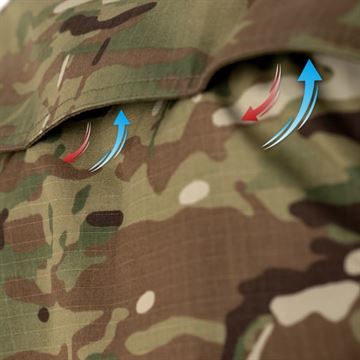 Clawgear Raider Field Shirt MK V set i farven MultiCam med detaljer om ventilation