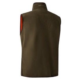 Deerhunter Gamekeeper Vendbar Fleecevest i farverne Safety Orange og Grøn set i Grøn bagfra