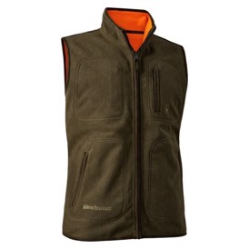 Deerhunter Gamekeeper Vendbar Fleecevest i farverne Safety Orange og Grøn