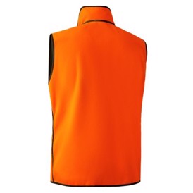 Deerhunter Gamekeeper Vendbar Fleecevest i farverne Safety Orange og Grøn set i Orange bagfra