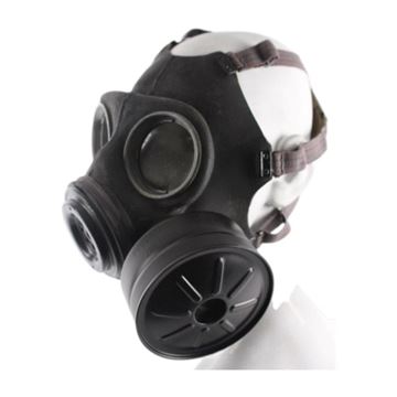 Engelsk/Dansk gasmaske uden filter set fra siden
