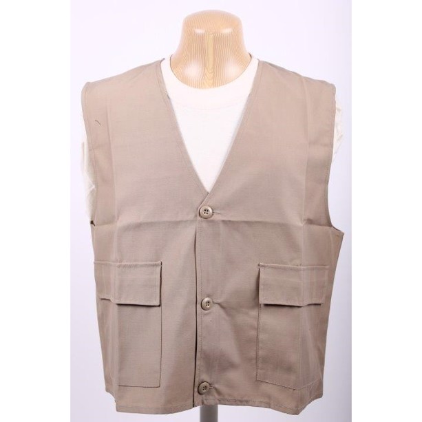 Khaki fritids vest med 2 lommer med klap, XS