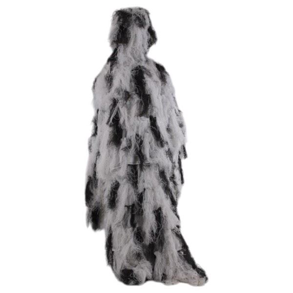 Ghillie suit hvid med grå og grøn til vinterjagt, 4 dele