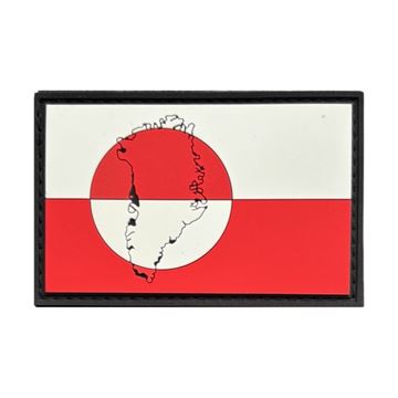 Grønland Flag 3D Gummi Patch med Grønlandskort og Velcro, 7,5 x 5,5 cm