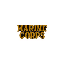 Metalemblem i guldfarve med "Marine Corps"-tekst