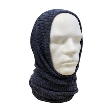 Halsrør, Dansk flyvevåben, 100% Uld, Blågrå, Ubrugt set på hoved