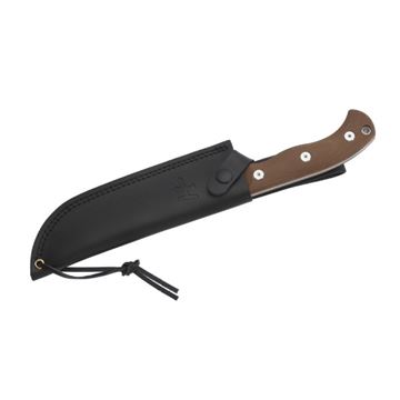 Herbertz Camp og Outdoorkniv, Desert Micarta set med læderskede
