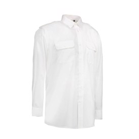 ID Pilotskjorte med lange ærmer i hvid 