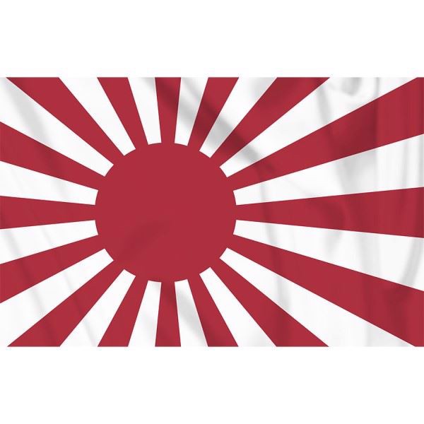 Japansk krigsflag i rødt og hvidt set i 2. verdenskrig